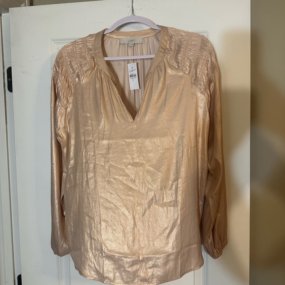 LOFT Gold Embellished Relaxed Blouse